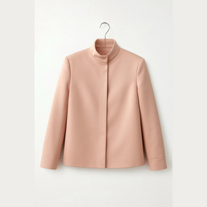 Pink Tailored Blazer with Stand-Up Collar